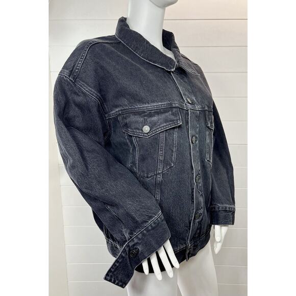 NWT $248 Anthropologie Edwin Alexa Irony Denim Trucker Jacket  Black SM,L,XL - Picture 7 of 8